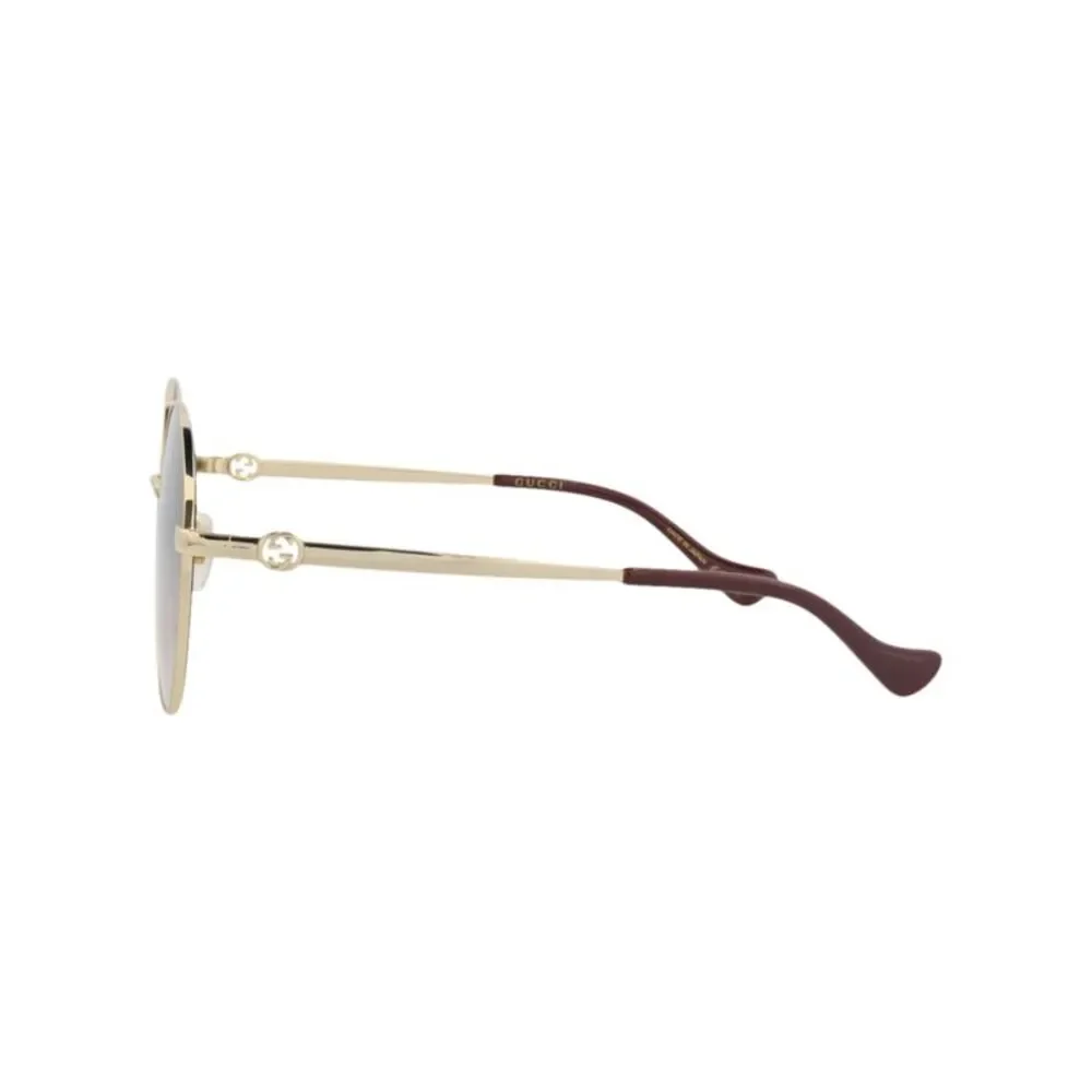 Gucci Round-Frame Metal Sunglasses Gold Womens